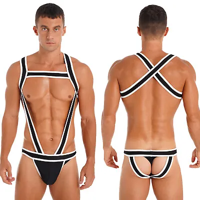 US Men Suspender Jockstrap Bodywear Leotard Wrestling Singlet Underwear Bodysuit • $10.22