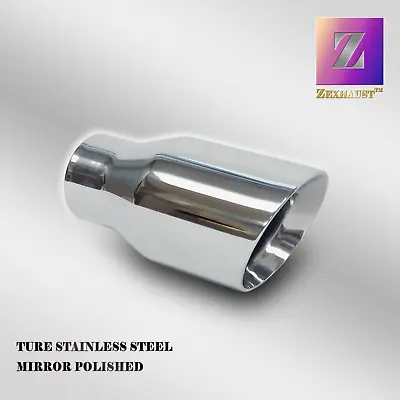 Polished Exhaust Tip  2''in - 3''out - 6''length  Angle Double Wall  Stainless • $40.65