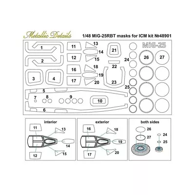 Metallic Details MDM4802 Masks (ICM) For Scale Model Kit 1:48 MiG-25RBT • $5.39