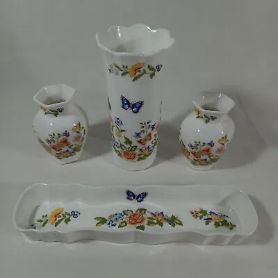 £10 • Buy Aynsley Cottage Garden Butterfly Fine Bone China Vases & Tray Set Collection 