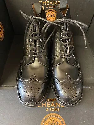 Joseph Cheaney  Brand New Size 9  Goodyear Welted  Black Leather Brogue Boot • £265