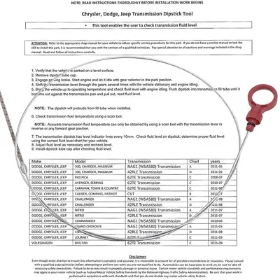 TRANSMISSION TOOL DIPSTICK & Oil Automatic Trans Auto ATF Fluid Level Dip NEW • $11.99