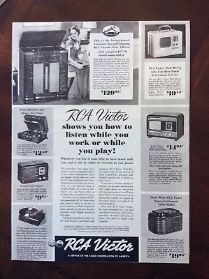 1939 Vintage Original Ad RCA Victor Radio-Phonograph Table Model • $10.99