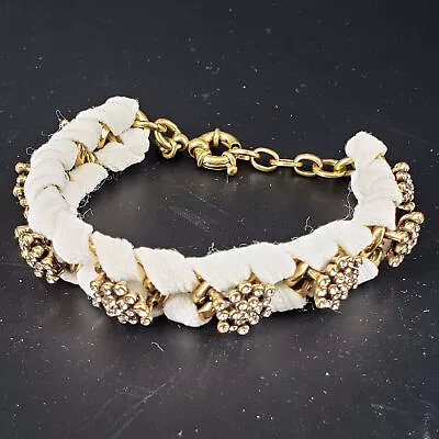 J.Crew Calyx Crystal Pave White Ribbon Wrapped Chain Bracelet • $35.20