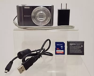 Sony Cybershot DSC-W810 Digital Camera 20.1MP Silver W/Battery 16GB Memory Cable • $129.99