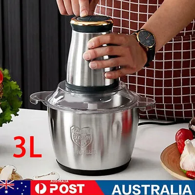 Electric Meat Grinder 3L 300W Food Processor Chopper Food Blender Silver AU • $47.99