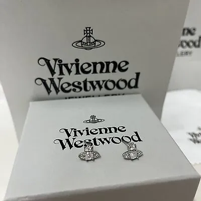 Vivienne Westwood Silver Crystal Earrings Mini Earrings With Gift Box • $20.99