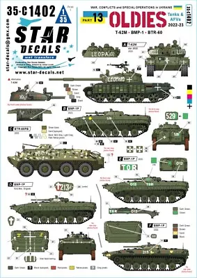 Star Decals 35-C1402 War In Ukraine # 13 Ukrainian Oldies. Tanks And AFVs 1/35 • £9.89