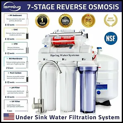 ISpring 7 Stage Under-Sink Reverse Osmosis System RO Water Filter Alkaline 75 GD • $362.99