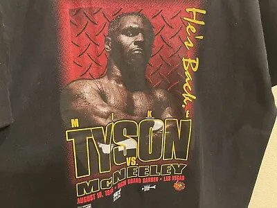 Vintage 1995 Mike Tyson Vs Mcneeley He's Back T Shirt Black Size XL • $99