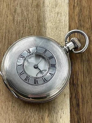 Victorian Solid Silver Pocket Watch Half Hunter Waltham Traveller 1912 • £285