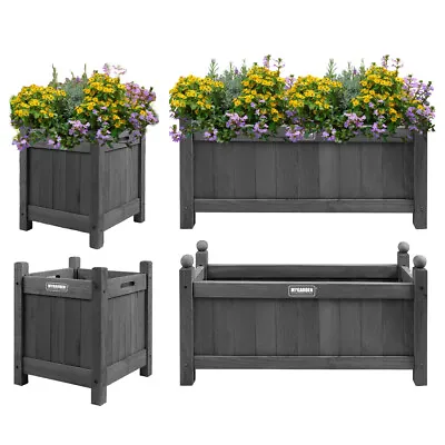 Wooden Planter Square Rectangle Modern Pot Flower Bed Outdoor Garden PE Liner • £37.99