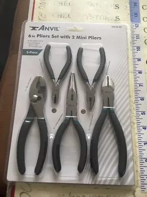 New Anvil 5-Piece 6  Pliers Set With 2 Mini Pliers 1002 546 397 • $14.99