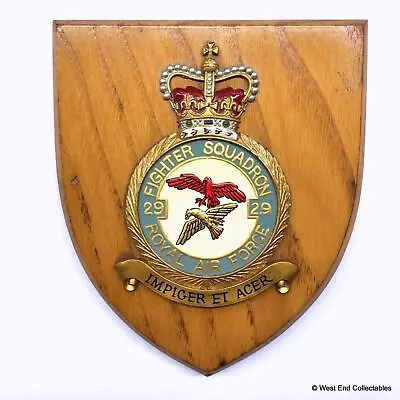 Old RAF 29 Fighter Squadron Station Plaque Shield Crest Badge Royal Air Force A • £82.49