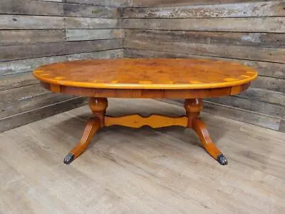 Vintage Reproduction Twin Pedestal Yew Oval Coffee Table • £110