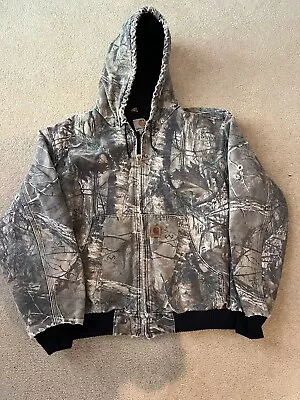 Vintage Carhartt Jacket Realtree Camo Hooded Made In USA Mens Large • $180