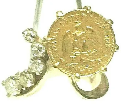 14K Gold DiamondCOIN 21K MEXICAN DOS PESOS Coin RING & .50 Tcw Diamonds Size 7.5 • $1500