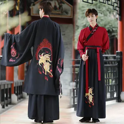 Large Size Ancient Chinese Hanfu Men Cosplay Costume Party Dress Hanfu Outfit • £118.13