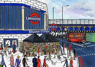 £9 • Buy A4 Print Of Balham Station , Original South London Artist Dan Print 