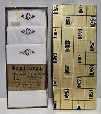 Vintage Royal Knight Men's  C  Initialed Monogram 3-Pack Handkerchiefs- NEW  • $17.95