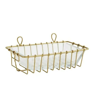 £14 • Buy Hanging Antique Brass & Glass Soap Dish, Gold Wire Bathroom Kitchen Single Soap 