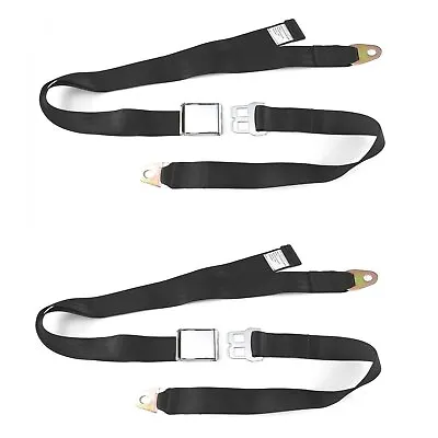 2PC 2 Point Black Lap Seat Belt With DOT Cert 88 Inch (Pair)   • $54