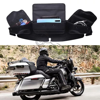 Motorcycle Windshield Bag W/3 Pocket Pouch For Harley Electra Glide Street Glide • $56.89