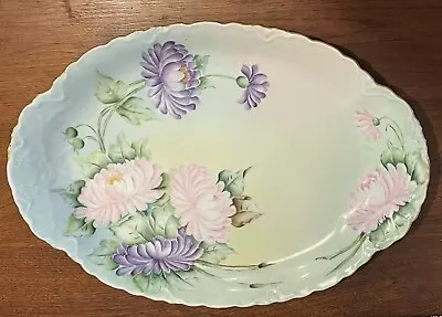 Antique Hassburg-China M.Z. Austria Oval Scallop Platter Hand Painted Floral • $40