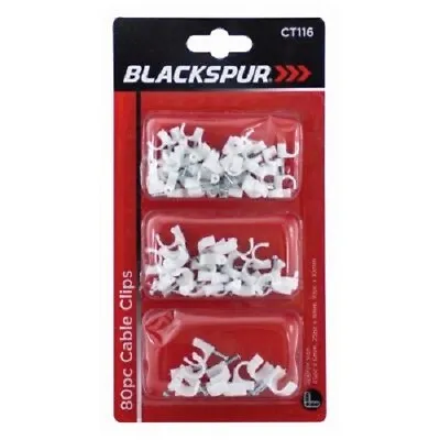 £2.99 • Buy Blackspur 80 X WHITE Cable Nail Clips Mixed: 6mm, 8mm, 10mm - U.K. Seller.