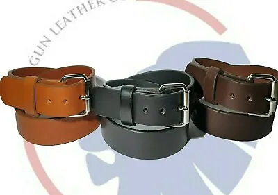 Leather Gun Belt_ 1 1/2  Heavy Duty Ccw Work Belt Handmade_1.5  • $39.99