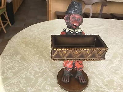 Vintage Chinese Resin Monkey Butler Tray Card Or Soap Holder 11  H. Tray Is 5” • $42.50