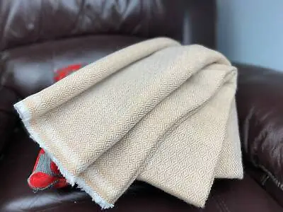 £80 • Buy Pure Cashmere Blankets/throws Bed Home Handmade In NEPAL Caramel Diamond Weave