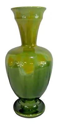 Mid Century 11” Haeger Pottery Green Yellow Ceramic Drip Glaze Vase #4100 • $27.99