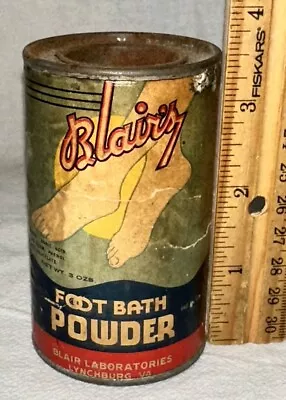 Antique Blair's Foot Bath Powder Tin Lynchburg Va Medicine Can Drug Store Remedy • $9.99