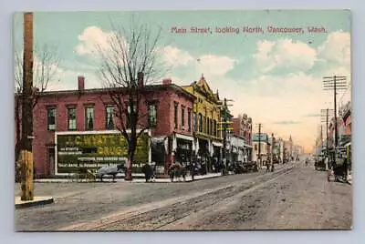 Main Street VANCOUVER Washington Antique Postcard JC Wyatt Drug Store ~1910s • $9.99