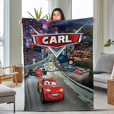 Personalized Lightning McQueen Cars Fleece Blanket Pixar Cars Blanket Cars Bab • $84.98