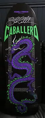 SIGNED Steve Caballero Chinese Dragon Purple Skateboard Deck Black Light 10x30 • $257