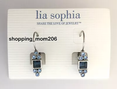 Lia Sophia  Dew Drop / Blue Bonnet  Matte Silver Tone W/Cut Crystals Earrings • $24.99