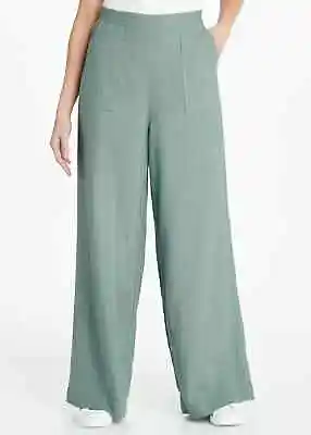 * Matalan BNWT Khaki  Green Linen Blend Wide Leg Trousers (ST17) • £12.99