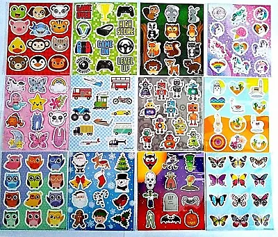 Kids Stickers Sticker Sheets  Assorted Designs  Party Bag Fillers Scrapbooking • £4.49