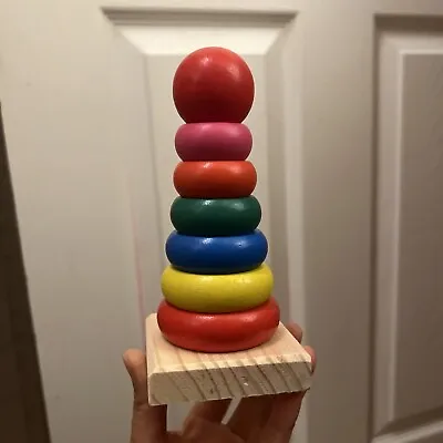 Kids Children Stacking Building Blocks Rainbow Tower Wooden Baby Play Toy Gift • £2.99