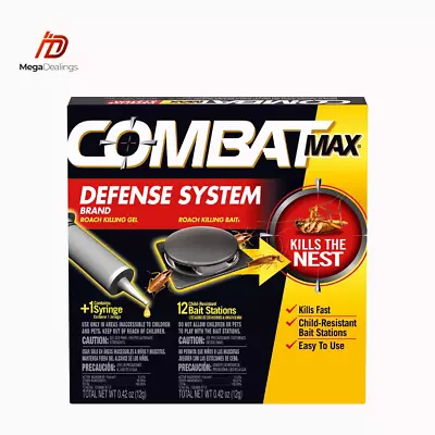 Combat Max Defense System Brand Small Roach Killing Bait And Gel 12 Count • £22.99