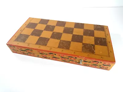 Foldable Chess Board Box Only Vintage Wood Cca 1970s • $36