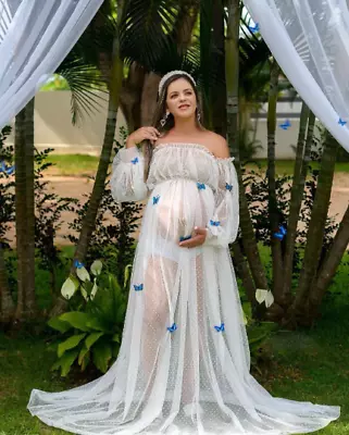 Boho Lace Maternity Photography Dress Boho Dot Tulle Maternity Dress For Photos • $50