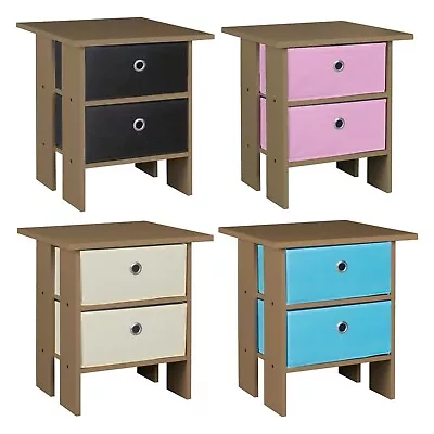 2 Tier 2 Drawer Wooden Bedroom Bedside Table Nightstand Living Room Side Cabinet • £21.99