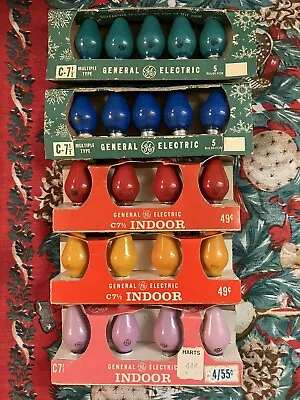 22 Vintage Christmas Lights Lot GE C-7 C7 Bulbs Tested USA Pink Red Amber Packs • $59.99