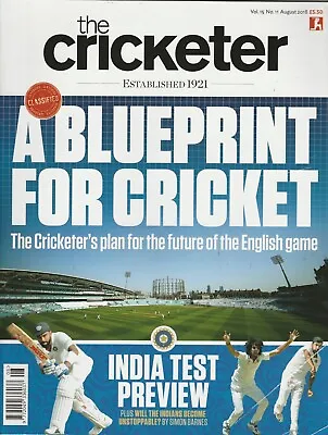 £0.99 • Buy Cricketer Magazine (Wisden) - August 2018 - A Blueprint For Cricket