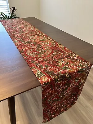 Pottery Barn Paisley Table Runner 18”x108” Red Festive Multicolor Green Floral • $29.99