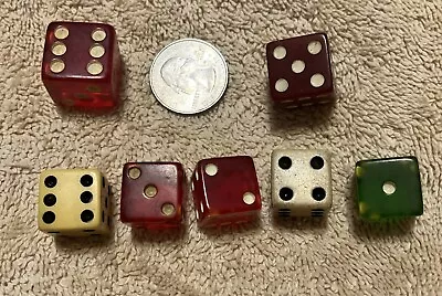 Vintage BAKELITE DICE LOT (7-Dice) Mixed Sized Dice Variety All Test BAKELITE • $15