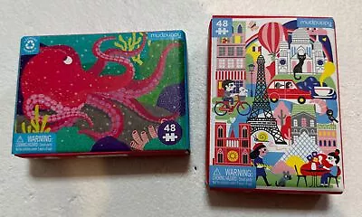 Mudpuppy Set Of Two Mini Puzzles - 48 Pieces - COMPLETE Paris Octopus • $16.99